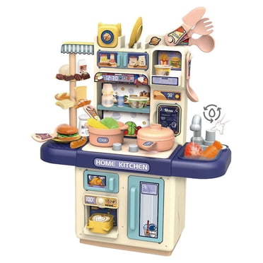 Rbaofujie Kids Kitchen Playset, Kitchen Set for Toddler with Sound & Light, Cooking Stove with Steam, Play Sink and Toy Kitchen Accessories, Pretend Kitchen Toys for Kids Girls Boys