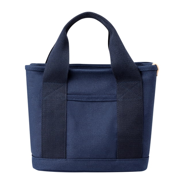 Small gift bags with handles made of navy blue canvas, designed as a multi-pocket tote bag for storage and organization. The handbag measures 21x23x15cm (8.3x9x5.9in) and is perfect for carrying wallets, cosmetics, mobile phones, and other essentials. Ideal for work, school, travel, and casual outings.