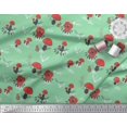 thumbnail image 3 of Soimoi Green Moss Georgette Fabric Rabbit & Mushroom Clip Art Print Fabric by Yard 42 Inch Wide, 3 of 3