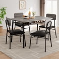 thumbnail image 1 of Dining Table Set for 4 with Storage Rack – 5-Piece Kitchen Table & Upholstered Chairs, Wood Tabletop, Heavy-Duty Metal Frame – Dining Room Set for Small Space – Gray, 1 of 7
