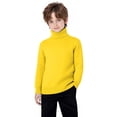 thumbnail image 3 of Girls Turtleneck Sweater Pullovers Kids Toddler Ribbed Knit Cotton Sweaters Jumpers Basic Plain Long Sleeve Tops Yellow, 2 Y, 3 of 7