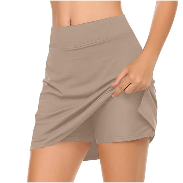 Gspmoly Shorts de Course pour Femmes, Nouveau Coloris pour Femmes Jupe-Pantalon Taille Mi-Haute Shorts de Sport Décontractés Jupe-Pantalon de Base Shorts de Randonnée Femmes Économies Kaki TG
