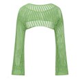 thumbnail image 4 of Cache-maillots pour Femmes Chemise en Tricot Ajourée Unie à Col Rond à Manches Longues Hauts Tricotés Cache-Maillots pour Maillots de Bain Robe pour Femmes en Liquidation, 4 of 4