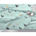thumbnail image 2 of Soimoi Green Cotton Voile Fabric Mustache Face Print Sewing Fabric BTY 58 Inch Wide, 2 of 3