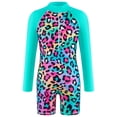 thumbnail image 2 of PMVFHDE Girls Long Sleeve UPF 50+ Rashguard Swimsuit With Matching Hairband Zipper Beach Bathing Suit Sky Blue,4-5 Years, 2 of 9