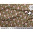 thumbnail image 2 of Soimoi Poly Georgette Tissu Quadrillé Design, Feuilles & Imprimé Floral Rose par Yard 42 Pouces de Large, 2 of 3