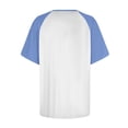 thumbnail image 4 of Womens Summer Raglan T-Shirts Color Block Plus Size Baseball Tees Casual Short Sleeve Loose Pullover Light Blue, L, 4 of 5