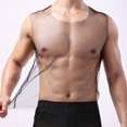 thumbnail image 1 of Lefu Men See Through Fishnet Tank Top Vest Breathable Gym Mesh T-Shirt Party Clubwear, 1 of 9