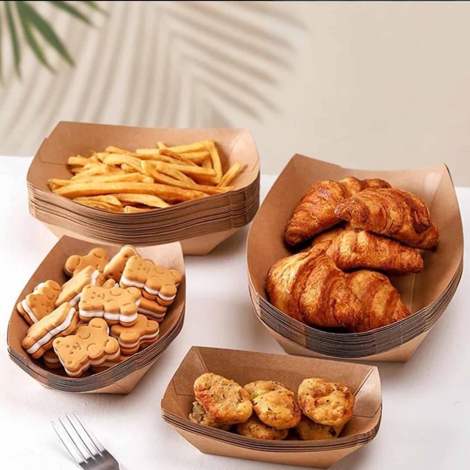100-PCS Disposable Kraft Paper Food Boxes, Greaseproof, Microwaveable, Leak-Proof, 16x12x5cm Recyclable Brown Containers for Chicken, Rice, Fries, Parties, and Catering