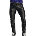 thumbnail image 2 of EGNMCR Pantalon Léger pour Homme, Pantalon Cargo Homme, Pantalon en Lin Homme Pantalon Décontracté Punk Rétro Gothique pour Homme Pantalon en Cuir Décontracté Uni Pantalon Pleine Longueur Homme Pantalon, 2 of 6