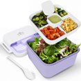 thumbnail image 2 of Lunch Box For Kids Adults 1100 Ml Lunch Box Container With 2 Floors 3 Compartments Leak Proof Container 2 In 1 Spoon Fork Ideal Box For School, 2 of 9
