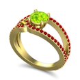 thumbnail image 2 of 2.50 Ct Forme Ronde Péridot & Rubis Rouge Belle Bague de Fiançailles pour Fiancée Solide 14K Or Jaune Taille 6.5 par Diamond-Capitals, 2 of 8