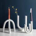 thumbnail image 2 of MesaSe Candle Holder Stable Base Shatterproof Abstract Minimalism Nordic Style Decorative Ceramic Geometric Shape Candle Stand for Living Room, 2 of 8
