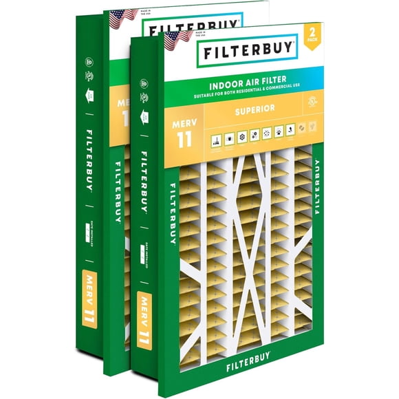 Filterbuy 16x25x5 Air Filter MERV 11 Allergen Defense, HVAC AC Furnace Air Filters Replacement (2-Pack)