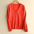 thumbnail image 2 of aohooy Womens Sweaters Cardigan Warm Thick Knit V-Neck Soft Button Down Cardigans Solid Open Front Long Sleeve Sweater Orange,XXL, 2 of 9