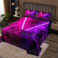 thumbnail image 2 of Erosebridal Ensemble de Couvre-Lit Sabre Laser Futuriste Taille Simple, Courtepointe Rose Vif, Décoration Imprimée 3D Carrée 2 Pcs, 2 of 5