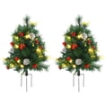 thumbnail image 2 of HOMCOM 2 Pieces Prelit Artificial Christmas Tree with LED, Mini Xmas Tree, 2 of 10