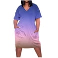 thumbnail image 1 of Birdeem Robe Grande Taille pour Femmes Col en V Robes d'Été Décontractées avec Poches Manches Courtes, 1 of 5