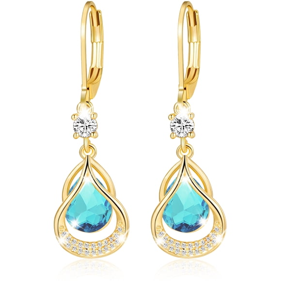 APSVO 18K Gold Plated Drop Earrings for Women Girls Hypoallergenic December Birthstone Earrings with Blue Tanzanite Wedding Birthday Jewelry Gifts Ideas Teen Mom Wife Girlfriend Kids Age