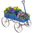thumbnail image 1 of Gymax Patiojoy Chariot de Jardin en Bois pour Fleurs, Jardinière avec Roue, Jardin Cour Bleu, 1 of 10