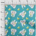 thumbnail image 2 of oneOone Cotton Silk Turquoise Blue Fabric Asian Kawaii Rabbit Sewing Material Print Fabric By The Yard 42 Inch Wide, 2 of 4