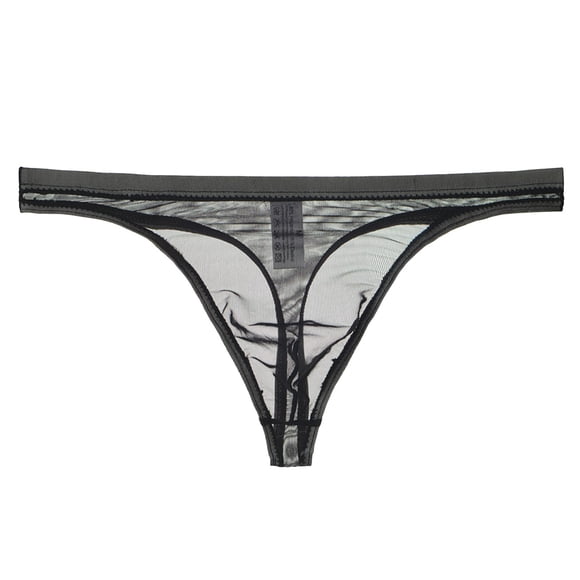 GDREDA See Through Lingerie Mens Ransparent Thong Thin Mesh Sexy Underwear Black,L