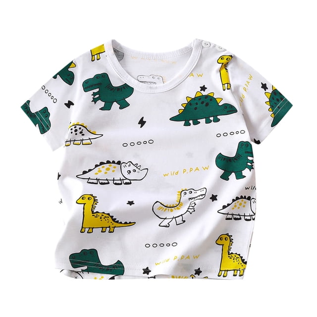 Birdeem Chemises pour Filles Été Imprimé Col Rond Manches Courtes Haut pour Enfants Garçons et Filles