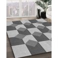 thumbnail image 3 of Ahgly Company Tapis de Zone Rond d'Intérieur Lavable à la Machine, Style Transitionnel, Gris Argenté, 5 Pieds Rond, 3 of 7