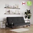thumbnail image 1 of Mainstays Black Metal Arm Futon Frame with 6 inch Full Size Mattress & Retainer Covers, 1 of 9