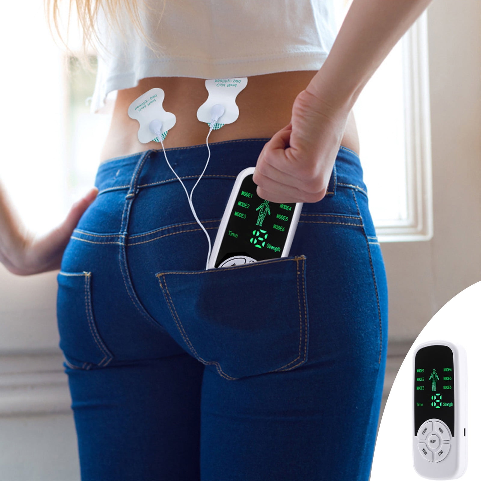 Dvkptbk Channel Unit 6 Modes , Electronic Muscle Massager with 4 Pads, Multifunctional Smart Electrode Pads Portable Massager Home Essentials