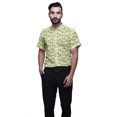 thumbnail image 1 of BESTMAN Chemise en Coton pour Hommes à Manches Courtes Imprimée Col Mandarin Chemise Décontractée, 1 of 5