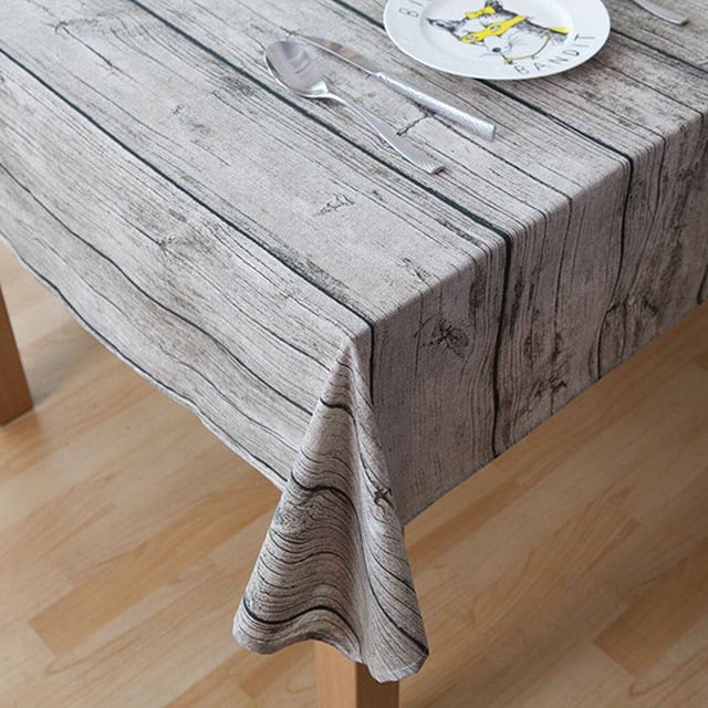 Retro Wood Grain Square Shape Tablecloth Cotton Linen Fabric square table cloth Home Dining Room Table Cloth Cover