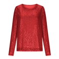 thumbnail image 4 of Haut à Paillettes de Célébration à Manches Longues et Col Rond pour – Chemise Décontractée Prête pour les Fêtes avec T-Shirts Scintillants pour Femmes Rouge m, 4 of 5