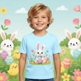 thumbnail image 2 of MIASHUI T-Shirts Graphiques de Pâques pour Garçons Manches Courtes Décontractées Douces Hauts Colorés pour Enfants Bleu Clair, 12-13 Ans, 2 of 4