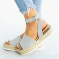 thumbnail image 4 of EGNMCR Sandales pour Femmes, Sandales d'Été pour Femme à Bout Ouvert Décontractées à Plateforme Compensée Chaussures Décontractées en Toile, du Jour, 4 of 7