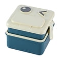 thumbnail image 2 of Linnome Plastic Double Lunch Box Office Lunch Box Microwave Oven Heating Portable Lunch Box for Work White, 2 of 6