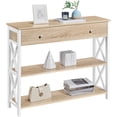 thumbnail image 1 of Yaheetech 2-Tier X-Design Console Table for Entryway Living Room, Light Oak, 1 of 1