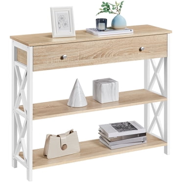 Yaheetech 2-Tier X-Design Console Table for Entryway Living Room, Light Oak