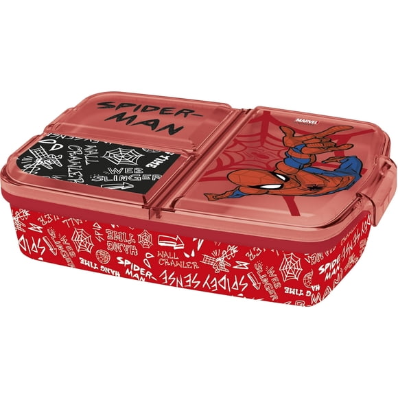 Spider-Man Multi Compartment Meal Prep Lunch Container, Food Storage with Lid for School and Travel