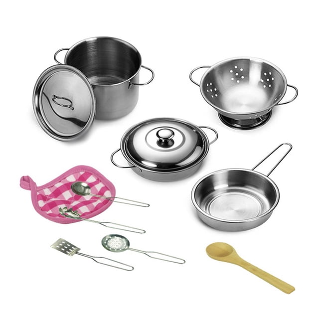 DEBGFS Kids Cooking Toy 12Pcs/Set Kids Pretend Play Cooking Stewpot Pan Spoon Mini Kitchen Cookware Toy
