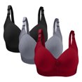 thumbnail image 1 of VEKDONE 3PC Woman's Large Size Solid Color Without Steel Ring Gathering Comfortable Bras Daily Bra Red 44/100, 1 of 3