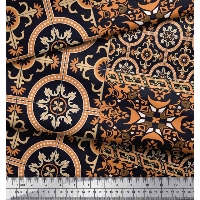 Soimoi Rayon Fabric Damask Patchwork Print Sewing Fabric Yard 42 Inch Wide