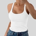 thumbnail image 4 of Women Spaghetti Strap Scoop Neck Ribbed Tank Tops Slim Fitted Cotton Camisole Basic Sleeveless Layering Shirts, 4 of 5