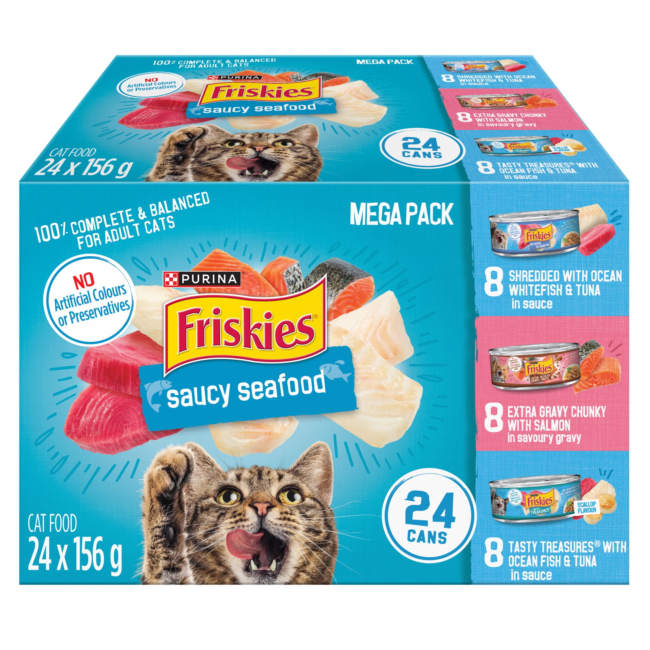 Friskies in Sauce Saucy Seafood Variety Pack, Wet Cat Food 156 g x 24