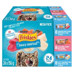 Friskies dans Sauce Saucy Seafood Variety Pack, aliments pour chats mouillés 156 g x 24