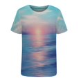 thumbnail image 4 of Qertyioot Hauts pour Femmes Adulte Mode Femme Col Rond Manches Courtes Hauts T-Shirt Imprimés Blouse Ample, 4 of 5