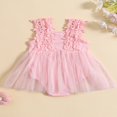 thumbnail image 3 of Infant Girls Romper Dress Lace Flower Sleeveless Mesh Tulle Jumpsuits, 3 of 9