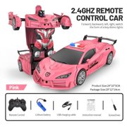 Remote Control Car  Transform Robot RC Cars  2.4Ghz Transforming Police Car Toy with LED Light  One-Button Deformation and 360° Rotating Drifting  Toys for 5+ Year Old Boys/Girls