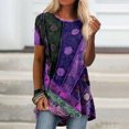 thumbnail image 2 of EQWLJWE Hauts d'Été pour Femmes Hauts pour Femmes Liquidation Femmes Décontracté Imprimé Manches Courtes Col Rond Chandail Blouse T-shirt Hauts, 2 of 5