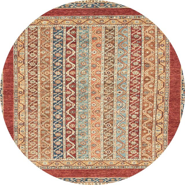 Ahgly Company Indoor Round Abstract Brown Oriental Area Rugs, 5' Round